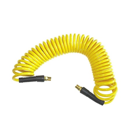 Yellow Polyurethane Recoil Hose 1/4 Inch X 25 Feet Solid Fittings